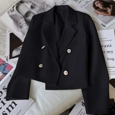 Áo vest croptop nữ blazer cúc giữa đệm vai 2 lớp lót Hàn Quốc màu đen 4 cúc 7 Áo vest croptop nữ blazer cúc giữa đệm vai 2 lớp lót Hàn Quốc màu đen 4 cúc 7