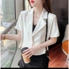 Áo Vest Croptop Nữ Ngắn Tay - Blazer Hàn Quốc Chất Trượt Cao Cấp, Thiết Kế Tay Lỡ Dáng Ngắn 6