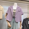 Áo Vest Croptop Nữ Ngắn Tay - Blazer Hàn Quốc Chất Trượt Cao Cấp, Thiết Kế Tay Lỡ Dáng Ngắn 7