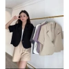 Áo Vest Croptop Nữ Ngắn Tay - Blazer Hàn Quốc Chất Trượt Cao Cấp, Thiết Kế Tay Lỡ Dáng Ngắn 8