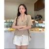 Áo Vest Croptop Nữ Ngắn Tay - Blazer Hàn Quốc Chất Trượt Cao Cấp, Thiết Kế Tay Lỡ Dáng Ngắn 9