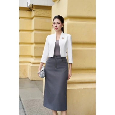 Áo Vest Croptop Tay Dài Không Cúc LUPERI - Trẻ Trung, Đi Làm Đi Chơi, 599.000 VND