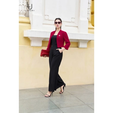 Áo Vest Croptop Tay Dài Không Cúc LUPERI - Trẻ Trung, Đi Làm Đi Chơi, 599.000 VND
