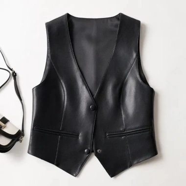 Áo vest da nữ ngắn phong cách mới mùa Thu Đông – Thời trang ghi lê, chỉ 212.840₫