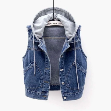 Áo vest Denim ngắn nữ thiết kế mũ tháo rời, ghi lê mới, thời trang – chỉ 290k 3