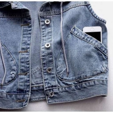 Áo vest Denim ngắn nữ thiết kế mũ tháo rời, ghi lê mới, thời trang – chỉ 290k 7