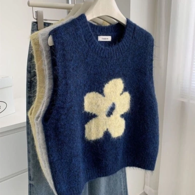 Áo vest dệt kim jacquard mềm mại sang trọng cho nữ - không tay, len nhiều lớp, giá ưu đãi 160.560₫
