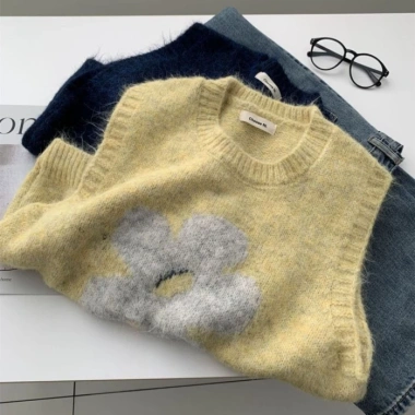 Áo vest dệt kim jacquard mềm mại sang trọng cho nữ - không tay, len nhiều lớp, giá ưu đãi 160.560₫