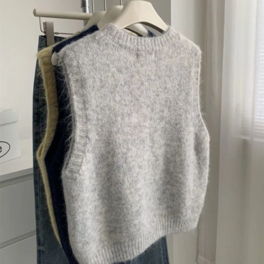 Áo vest dệt kim jacquard mềm mại sang trọng cho nữ - không tay, len nhiều lớp, giá ưu đãi 160.560₫