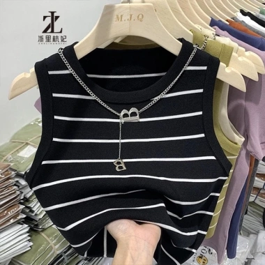 Áo Vest Dệt Kim Nữ Cổ Tròn Không Tay Sọc Đáy - Miễn Phí Vòng Cổ, Giảm 21% 119.443₫ 6