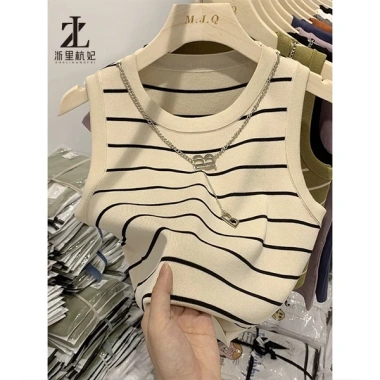 Áo Vest Dệt Kim Nữ Cổ Tròn Không Tay Sọc Đáy - Miễn Phí Vòng Cổ, Giảm 21% 119.443₫ 9