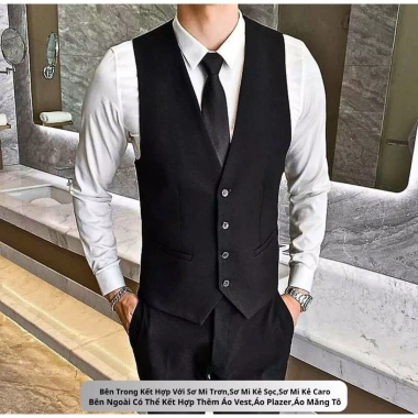 Áo Vest Gile Nam 2 Lớp Sang Trọng, Form Ôm, 5 Cúc, Đai Điều Chỉnh - Giá 439k 4