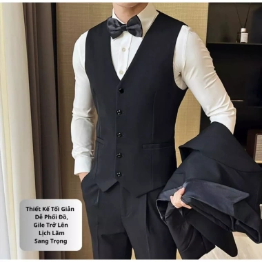 Áo Vest Gile Nam 2 Lớp Sang Trọng, Form Ôm, 5 Cúc, Đai Điều Chỉnh - Giá 439k 5