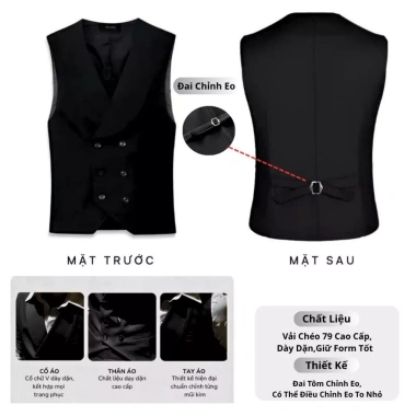 Áo Vest Gile Nam 6 Cúc LuxuryShopMen - Đai Điều Chỉnh Eo, Phong Cách Trẻ Trung Lịch Lãm, Giá 327.980₫ 2