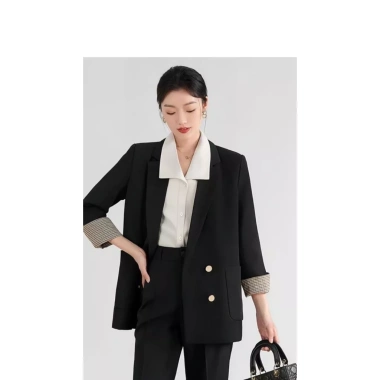 Áo vest lật kẻ nữ công sở cúc đồng tay lật Hàn Quốc trẻ trung năng động 299.000 VND