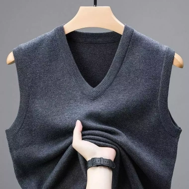 Áo vest len nam mùa thu đông dày cổ V, ấm áp cho trung niên cdWN