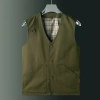 Áo vest nam cỡ lớn cổ chữ V, nhiều túi, cotton nguyên chất, thời trang 4 mùa - 625.104 VND 2