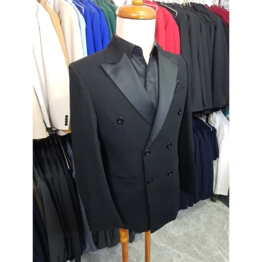 Áo vest nam đen ve phi 6 nút, tặng cà vạt đen + hộp quà, giá chỉ 699.000₫