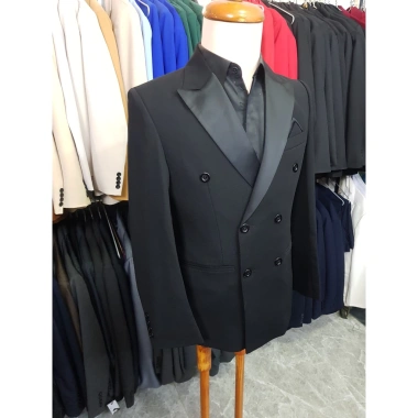 Áo vest nam đen ve phi 6 nút, tặng cà vạt đen + hộp quà, giá chỉ 699.000₫