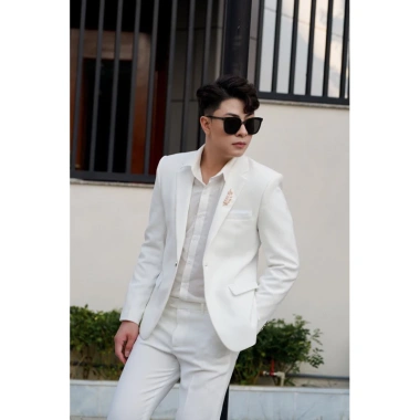 Áo vest nam Hàn Quốc trắng kem Vest chú rể K nhăn, K xù, K bay màu, tặng phụ kiện, lên dáng đẹp 10