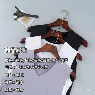 Áo vest nam không đường may lụa băng mùa hè – không tay, vai rộng, cổ V, nhanh khô, màu đơn giản 4 Áo vest nam không đường may lụa băng mùa hè – không tay, vai rộng, cổ V, nhanh khô, màu đơn giản 4