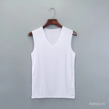 Áo vest nam không đường may lụa băng mùa hè – không tay, vai rộng, cổ V, nhanh khô, màu đơn giản 5 Áo vest nam không đường may lụa băng mùa hè – không tay, vai rộng, cổ V, nhanh khô, màu đơn giản 5