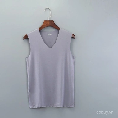 Áo vest nam không đường may lụa băng mùa hè – không tay, vai rộng, cổ V, nhanh khô, màu đơn giản 6 Áo vest nam không đường may lụa băng mùa hè – không tay, vai rộng, cổ V, nhanh khô, màu đơn giản 6