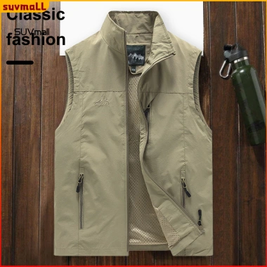 Áo Vest nam màu trơn ghi lê, không tay nhẹ, khô nhanh, có túi, dây kéo placket, lưới lót - Giá 369.803₫
