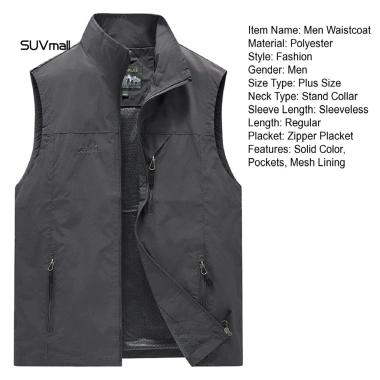 Áo Vest nam màu trơn ghi lê, không tay nhẹ, khô nhanh, có túi, dây kéo placket, lưới lót - Giá 369.803₫ 3 Áo Vest nam màu trơn ghi lê, không tay nhẹ, khô nhanh, có túi, dây kéo placket, lưới lót - Giá 369.803₫ 3