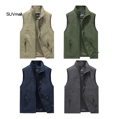 Áo Vest nam màu trơn ghi lê, không tay nhẹ, khô nhanh, có túi, dây kéo placket, lưới lót - Giá 369.803₫