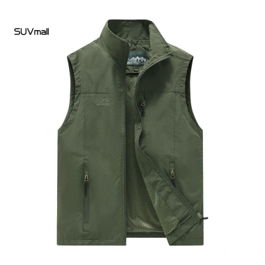 Áo Vest nam màu trơn ghi lê, không tay nhẹ, khô nhanh, có túi, dây kéo placket, lưới lót - Giá 369.803₫