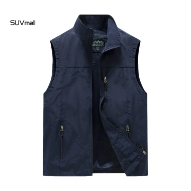 Áo Vest nam màu trơn ghi lê, không tay nhẹ, khô nhanh, có túi, dây kéo placket, lưới lót - Giá 369.803₫