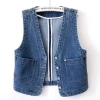 Áo Vest Ngắn Nữ Hồng Kông Denim Slim Xuân Thu Không Cổ - Giá Ưu Đãi 3