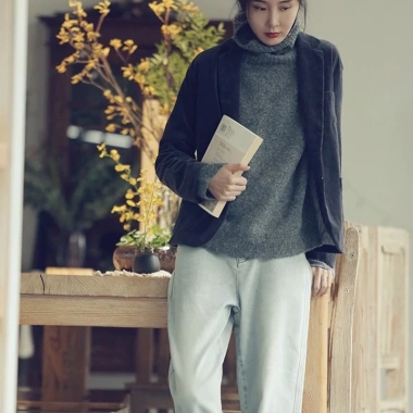 Áo vest nhung tăm dài tay 2 lớp Slinen, form suông trẻ trung, 259.000đ 5