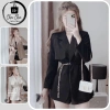 Áo Vest Nữ Blazer Dáng Ngắn với Đai Lưng Xích Bo - Tôn Dáng Phong Cách Thời Trang