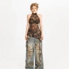 Áo vest nữ cổ halter phong cách Wasteland, lưới không đồng đều, Cheongsam mới - Giá ưu đãi 330.912 VND