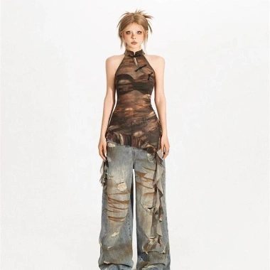 Áo vest nữ cổ halter phong cách Wasteland, lưới không đồng đều, Cheongsam mới - Giá ưu đãi 330.912 VND Áo vest nữ cổ halter phong cách Wasteland, lưới không đồng đều, Cheongsam mới - Giá ưu đãi 330.912 VND