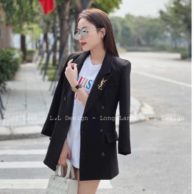 Áo vest nữ công sở blazer 2 lớp ép mùng, tag cài đứng form thanh lịch - MD289