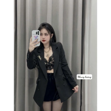 Áo vest nữ công sở blazer 2 lớp ép mùng, tag cài đứng form thanh lịch - MD289