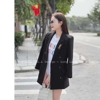 Áo vest nữ công sở blazer 2 lớp ép mùng, tag cài đứng form thanh lịch - MD289