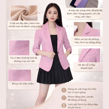 Áo Vest Nữ Công Sở Oxatyl A003 Tay Lỡ 1 Lớp Vải Mềm Mịn Cao Cấp Giảm 20%