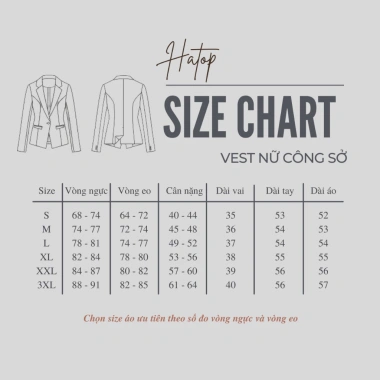Áo vest nữ công sở tay dài tay lỡ HATOP HCM cao cấp - màu đen, xanh đen, trắng, vải tuyết mưa loại 1, giá 220k 3