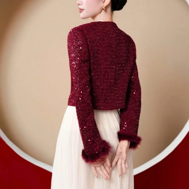 Áo vest nữ dạ dáng lửng cúc sang chảnh, tweed dạ sequin cao cấp NVE52 - 792.000₫ 6