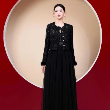 Áo vest nữ dạ dáng lửng cúc sang chảnh, tweed dạ sequin cao cấp NVE52 - 792.000₫ 7