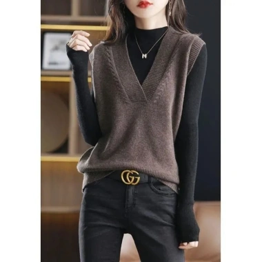 Áo Vest Nữ Dệt Kim Thời Trang Mỏng Cổ Chữ V - Phối Len Ngoài Siêu Đẹp 8 Áo Vest Nữ Dệt Kim Thời Trang Mỏng Cổ Chữ V - Phối Len Ngoài Siêu Đẹp 8