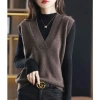 Áo Vest Nữ Dệt Kim Thời Trang Mỏng Cổ Chữ V - Phối Len Ngoài Siêu Đẹp 10