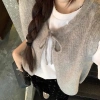 Áo Vest Nữ Màu Xám Ren Thiết Kế Niche Dệt Kim - Phong Cách Mùa Xuân Hè, Cardigan Không Tay, Giá Ưu Đãi 134k 4