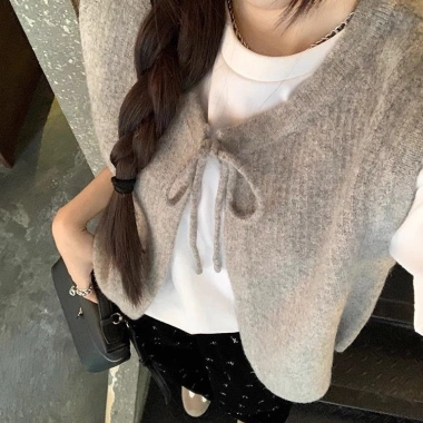Áo Vest Nữ Màu Xám Ren Thiết Kế Niche Dệt Kim - Phong Cách Mùa Xuân Hè, Cardigan Không Tay, Giá Ưu Đãi 134k