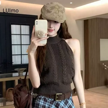 Áo Vest Nữ Slim Fit Co Giãn Dây Cổ Dệt Kim SBS - Thời Trang, Giá Ưu Đãi 137K