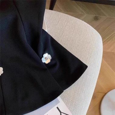 Áo vest ôm eo sequin cao cấp không tay, hoa đen 3D thanh lịch cho phụ nữ